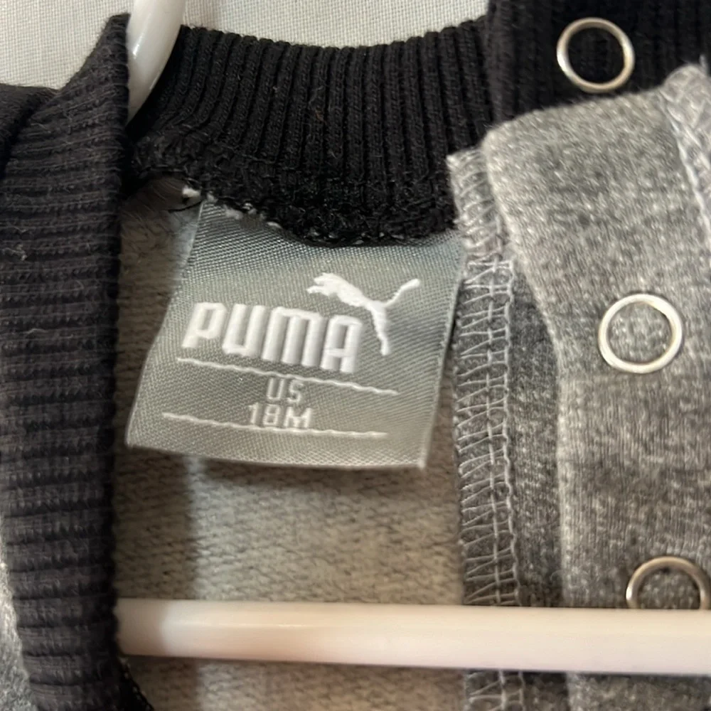 Boys toddler Puma fleece long sleeve‎ one piece with snap crotch size 18 months